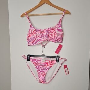 Xhilaration Pink and White Swirl Bikini Set